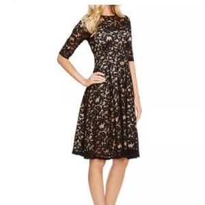 Adrianna Papell Black Lace Midi Dress